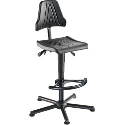 Arbeitsdrehstuhl PU schwarz mit Fußring