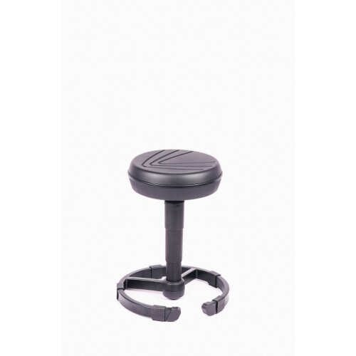 Arbeitshocker auf Fußring mit verschiedenen Zierstreifen