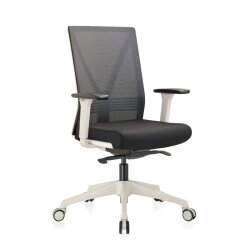 Bürostuhl mit Netzrücken, Fusskreuz Weiss