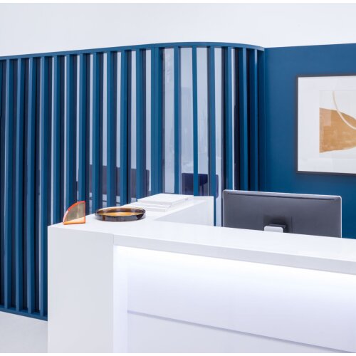 Empfangstheke Vero Ecke 291 cm breit mit Regal Endlement