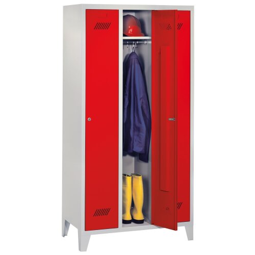 Umkleideschrank 3 Abteile, Abteilbreite 300mm, auf Füssen