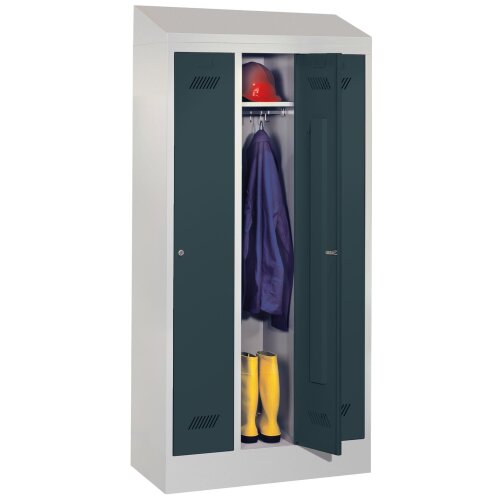 Umkleideschrank 3 Abteile, Abteilbreite 400mm, auf Sockel