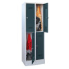 Fächerschrank 4 Fächer, Abteilbreite 300mm, auf Sockel,Korpus: Lichtgrau, Türen: Rubinrot, Zylinderschloss