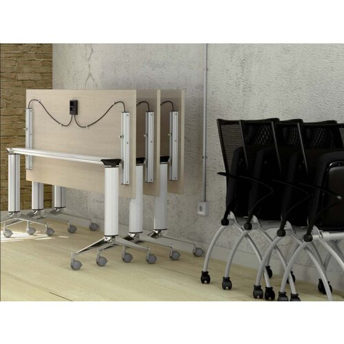 Design Klapptisch einseitig gerundet auf Rollen