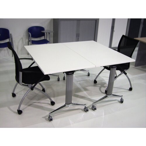 Design Klapptisch einseitig gerundet auf Rollen