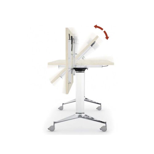 Design Klapptisch einseitig gerundet auf Rollen