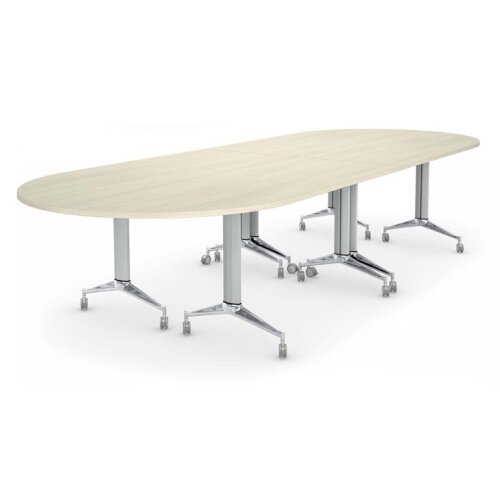 Design Klapptisch einseitig gerundet auf Rollen