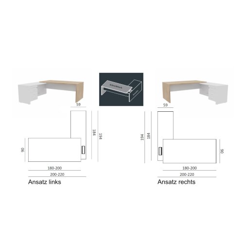 Schreibtisch Winkelkombination mit Container - Serie Davos