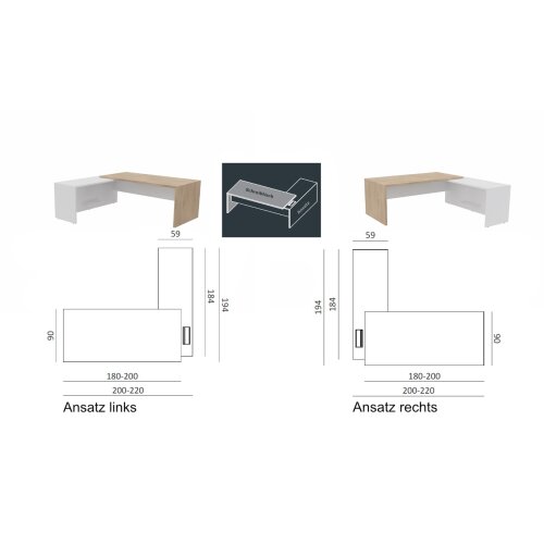 Schreibtisch Winkelkombination - Serie Davos