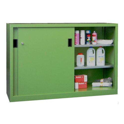 Stahl Schiebetürenschrank 120 cm hoch, 150 cm breit,  50 cm tief