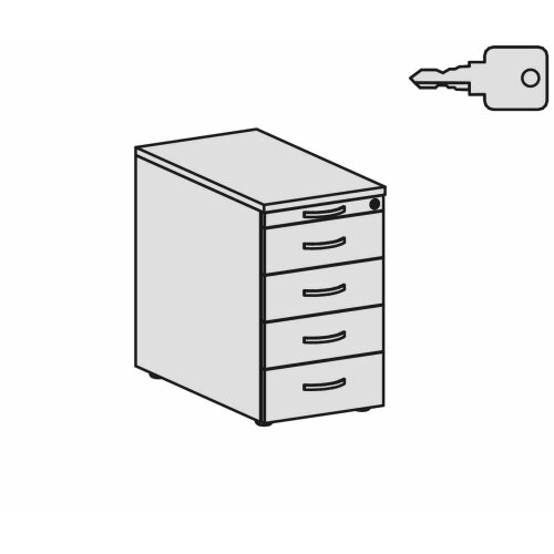 Standcontainer mit 4 Metall-Schubladen+ Utensilienschubfach