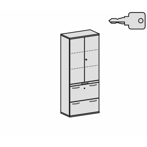 Aktenschrank 5 Ordnerreihen, mit Registerauszügen und Holztüren, 80 cm breit