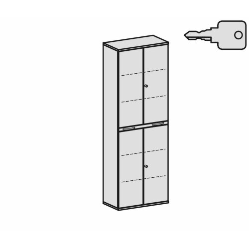 Aktenschrank 6 Ordnerreihen, mit Türen und Auszugsbrett, 80 cm breit