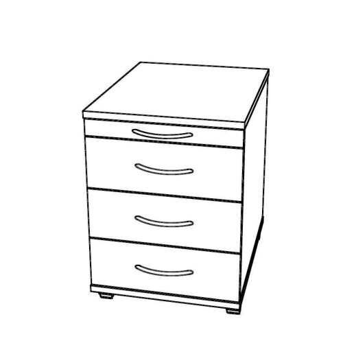 Rollcontainer mit 3+1 Schubladen, 58 cm Tief