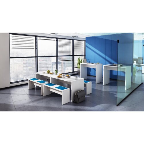 Set aus Bistrotisch +2 Bistrobänken weiß