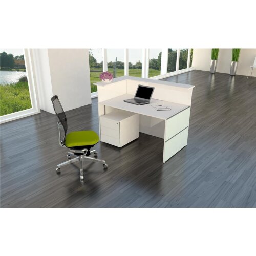 Empfangstheke 150 cm Milchglas / Weiss