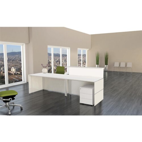 Empfangstheke gerade  Nussbaum / Weiss, in verschiedenen Längen