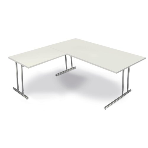 Winkelkombination Schreibtisch Serie Rothorn / Steel 180 x 180 cm, Farbe: weiss