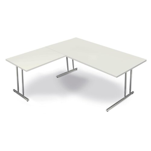 Winkelkombination Schreibtisch Serie Rothorn / Steel 200 x 200 cm, Farbe: weiss