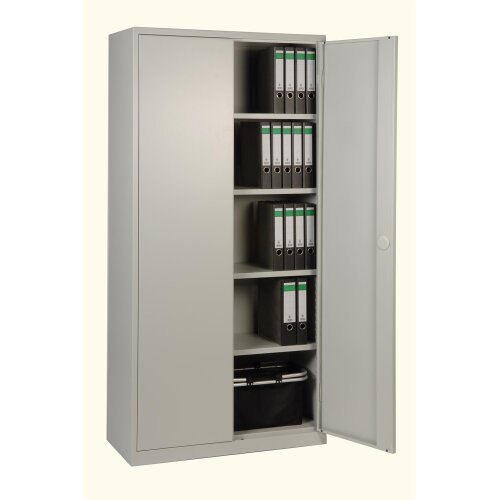 Stahlschrank 195 cm hoch, 92 cm breit, Türen Enzianblau