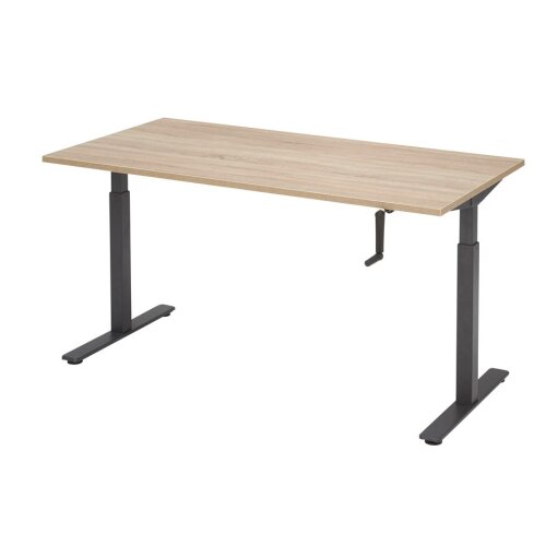 Schreibtisch höhenverstellbar mit Handkurbel, Breite 140 cm