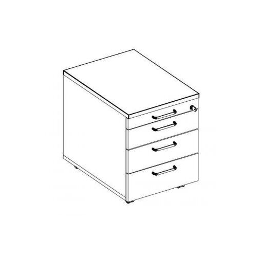 Rollcontainer 3 Schubladen + Utensilienauszug 60 cm tief Grau