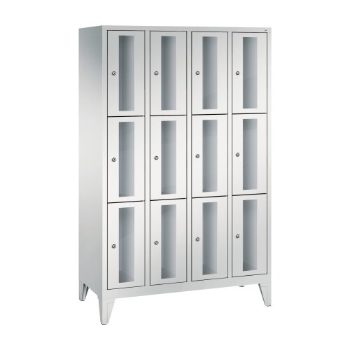 Fächerschrank Classic mit Sichtfenstertüren, auf Füßen, 12 Fächer