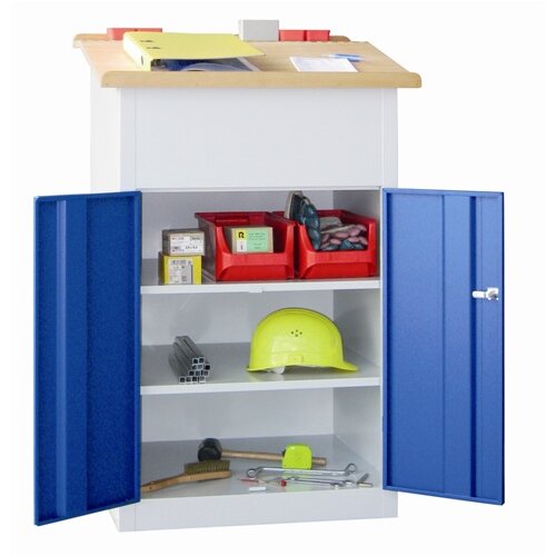 Stehpult  mit integriertem Schrank und 2 Fachböden