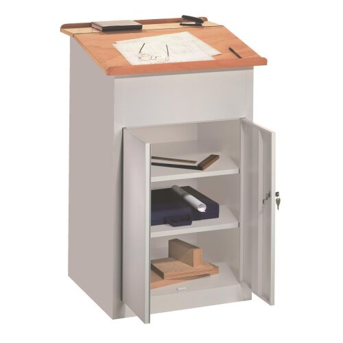 Stehpult  mit integriertem Schrank und 2 Fachböden