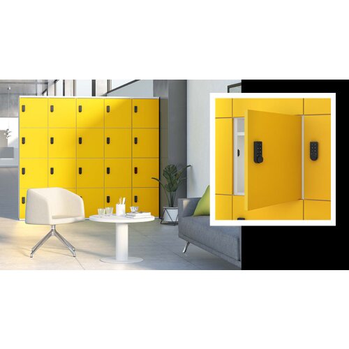 Schliessfachschrank Holz 4 Abteile, 4 Fächer übereinander, Türen mit Briefschlitz