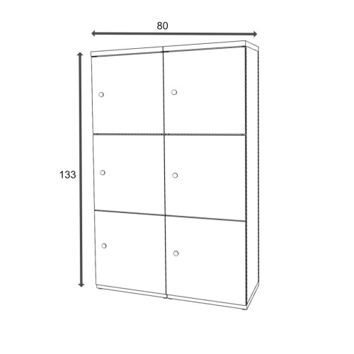 Schliessfachschrank Holz 2 Abteile, 3 Fächer übereinander, Türen ohne Briefschlitz