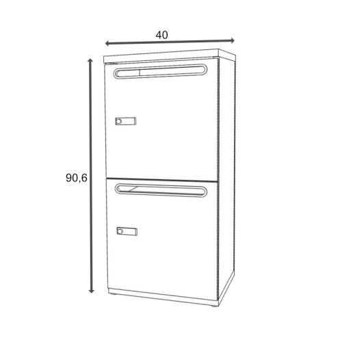 Schliessfachschrank Holz 1 Abteil, 2 Fächer übereinander, Türen mit Briefschlitz