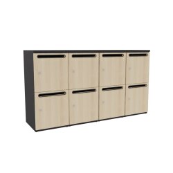 Schliessfachschrank Holz 4 Abteile, 2 Fächer...
