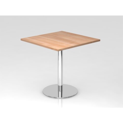 Besprechungstisch rechteckig 80x80cm, Rundfuss silber oder chrom