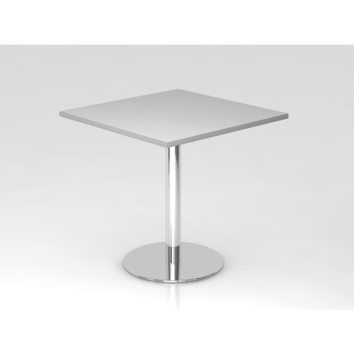 Besprechungstisch rechteckig 80x80cm, Rundfuss silber oder chrom