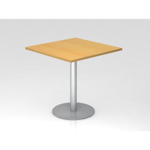 Besprechungstisch rechteckig 80x80cm, Rundfuss silber oder chrom