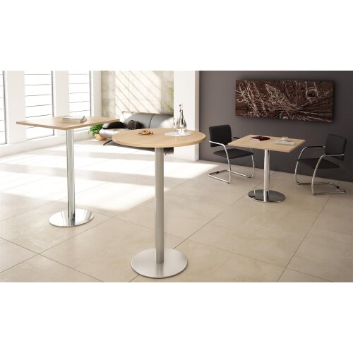 Stehtisch rechteckig 80 cm Fuss in silber oder chrom