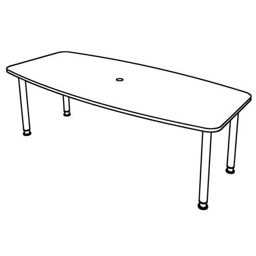 Konferenztisch Bootsform 220 cm Rundfüsse chrom