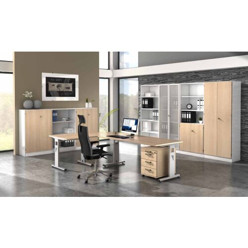 Schreibtisch höhenverstellbar 80x80 cm in 3 Gestellfarben