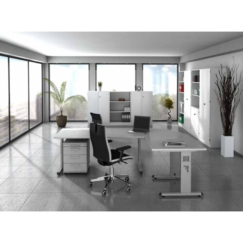 Schreibtisch höhenverstellbar 80x80 cm in 3 Gestellfarben