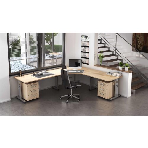 Schreibtisch höhenverstellbar 80x80 cm in 3 Gestellfarben