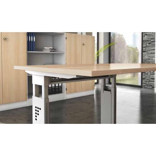 Schreibtisch höhenverstellbar 80x80 cm in 3 Gestellfarben