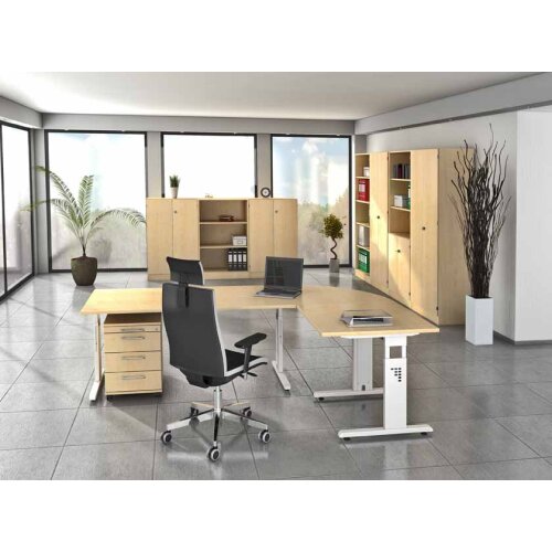 Schreibtisch höhenverstellbar 120x80 cm in 3 Gestellfarben